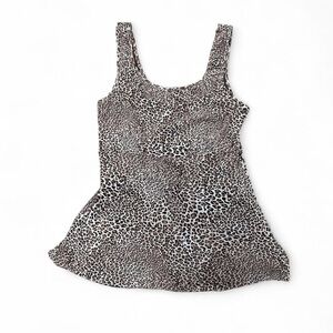Arianne Brown Leopard Print Babydoll Tank Top